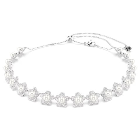 Swarovski Crystal Pearl Choker White Rhodium Plated
