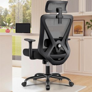 FelixKing High Back Office Chair Mesh Adjustable Headrest Black