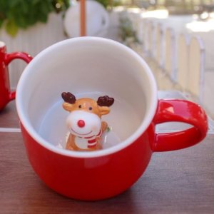 ZaH 3D Ceramic Mug 10oz Christmas Elk