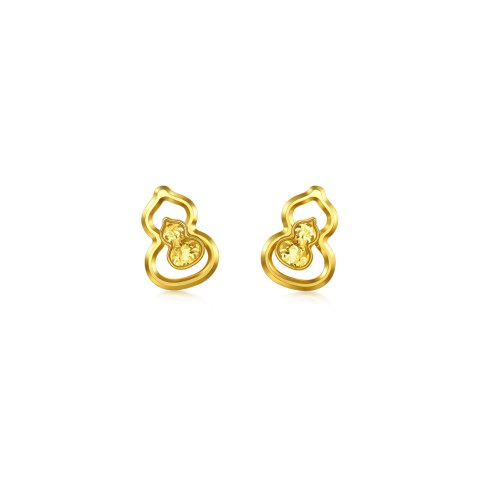 Chow Sang Sang 999 Gold Gourd Earrings
