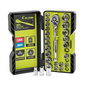 RYOBI 1/4 in. Ratchet and Socket Set 26-Piece