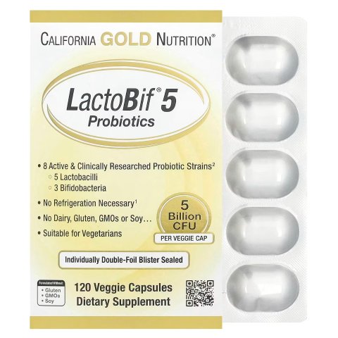 California Gold Nutrition LactoBif 5 Probiotics 120 Capsules