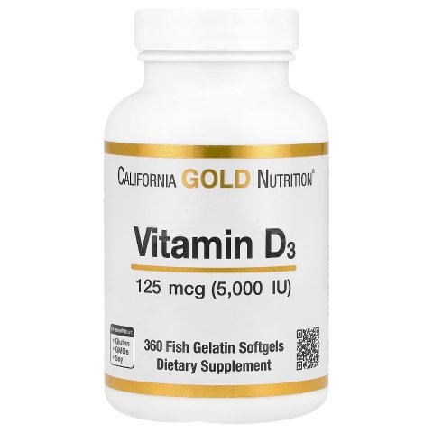 California Gold Nutrition Vitamin D3 125 mcg 360 Softgels