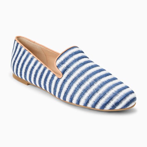 Jack Rogers Bradley Loafer Raffia Midnight Stripe