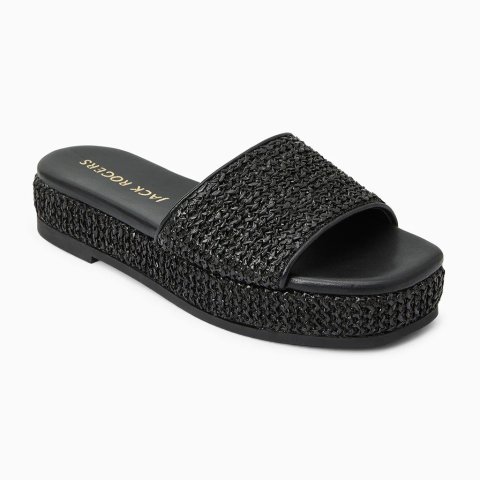 Jack Rogers Bay Flatform Sandal Raffia Black
