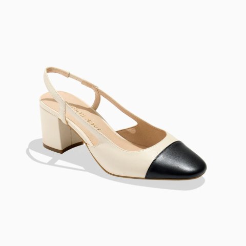 Jack Rogers Cap Toe Sling Back Heel Ivory Black