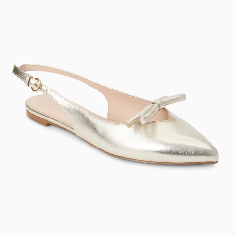 Jack Rogers Lennox Flat Metallic Leather Slingback