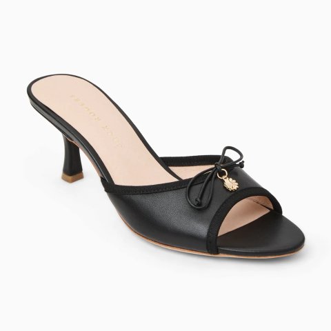Jack Rogers Velma Black Nappa Leather Heeled Sandal