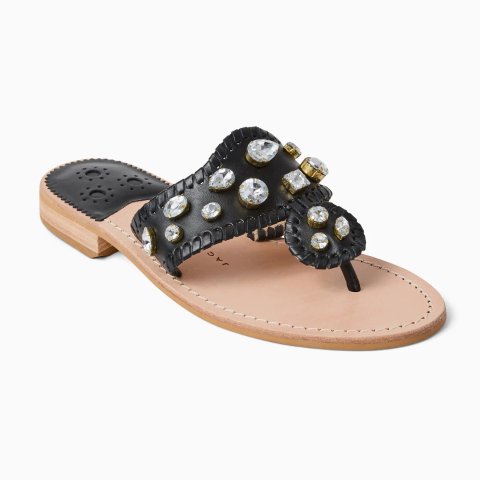 Jack Rogers Jacks Flat Black Leather Sandal