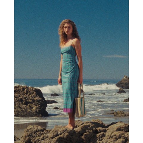 Open-Back Beach Dress Indian Madras Cotton