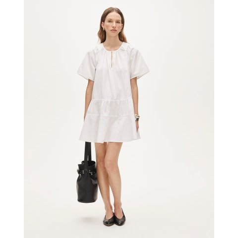 Tiered Dress in Cotton Poplin