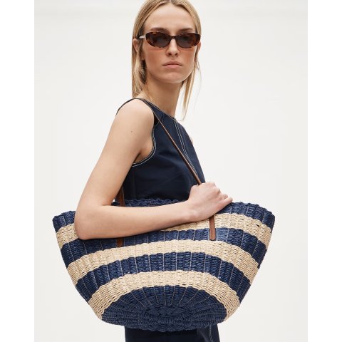 Como Woven Straw Tote Stripe