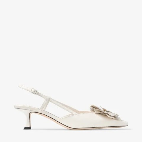 Mimmi Sling Back 50 Latte Shiny Nappa Leather Lace Corsage