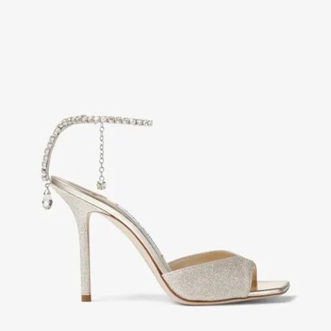 Saeda Sandal 100 Platinum Ice Glitter Crystal Sandals