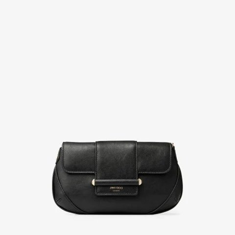Bar Wallet Black Leather Chain Shoulder Bag