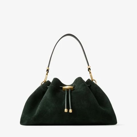 Medium Shoulder Bag British Green Suede