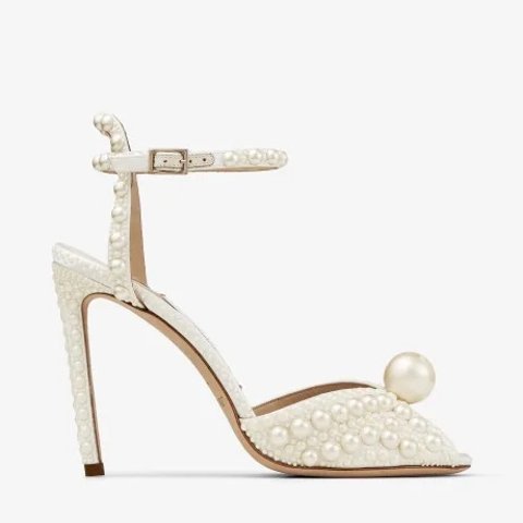 Sacora 100 White Satin Pearl Sandals