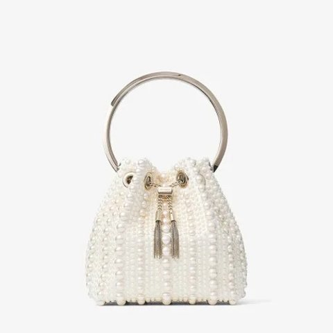 Bon Bon Ivory Satin Pearl Bag