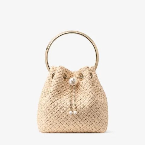 Bon Bon Natural Raffia Bag Pearl Closure