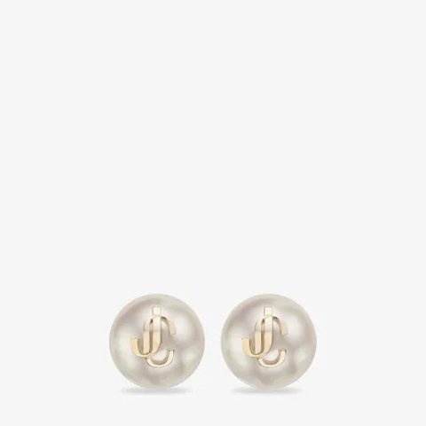 JC Pearl Stud Earrings Gold-Finish
