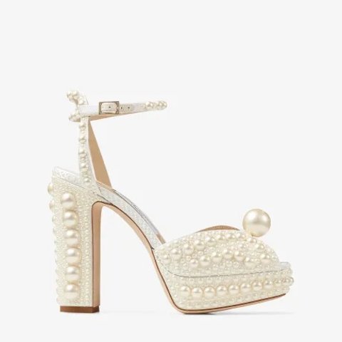 Sacaria 120 White Pearl Platform Sandals