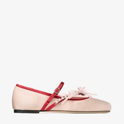 Jimmy Choo Loli Ballerina Ruby Red Satin Flats