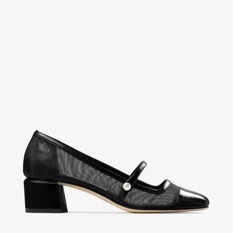 Jimmy Choo Elisa 45 Black Patent Pumps