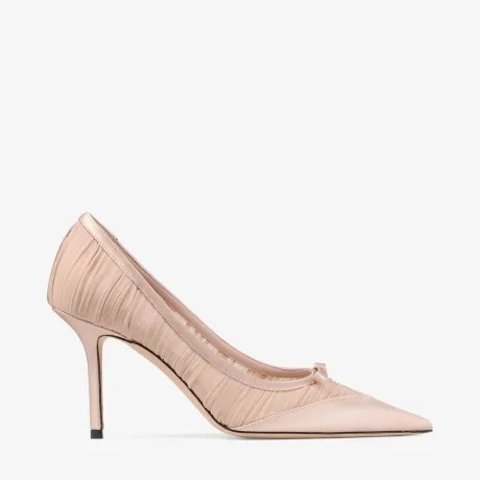 Jimmy Choo Love Mesh 85 Satin Ruched Tulle Pumps