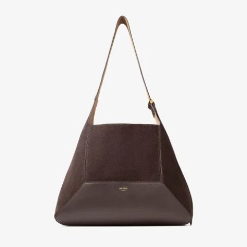 Jimmy Choo Diamond Hobo/M Coffee Suede Shoulder Bag