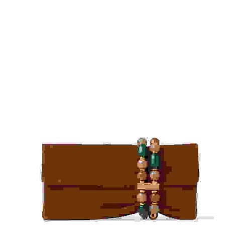 Jimmy Choo Zandra Tan Suede Clutch Bag Gold