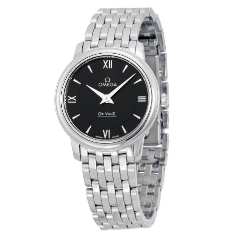 Omega DeVille Prestige Ladies Black Dial Stainless Steel Watch