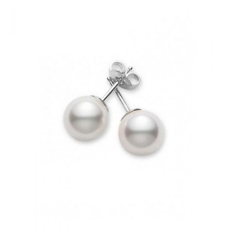 Mikimoto PES401W 18K White Gold Pearl Stud Earrings