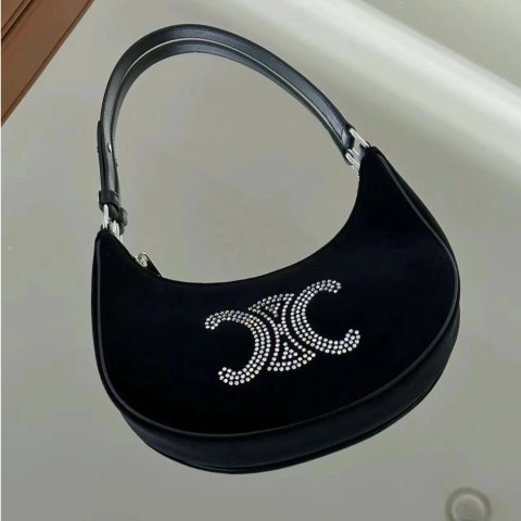 Celine Ava Triomphe Velvet Shoulder Bag