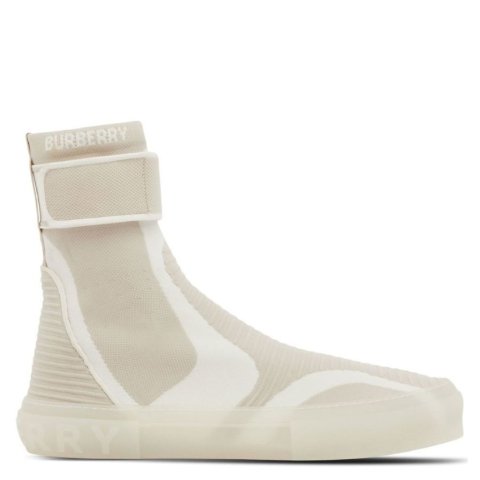 Burberry Men's High-Top Knitted Sock Sneakers Vanilla Beige
