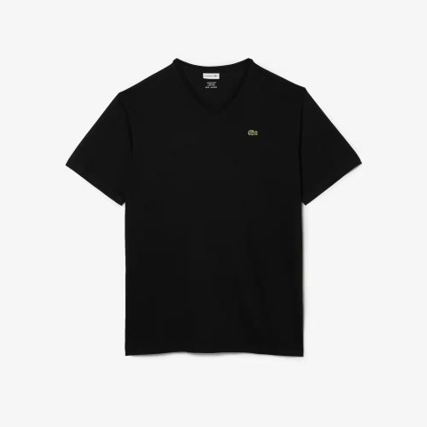 Lacoste Tall Fit Ribbed Cotton V-Neck T-Shirt
