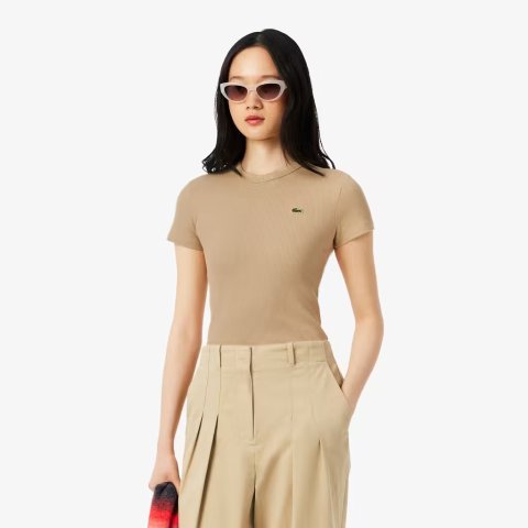 Lacoste Slim Fit Ribbed Cotton T-Shirt