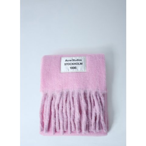Acne Studios Pink Fringed Wool-Blend Scarf
