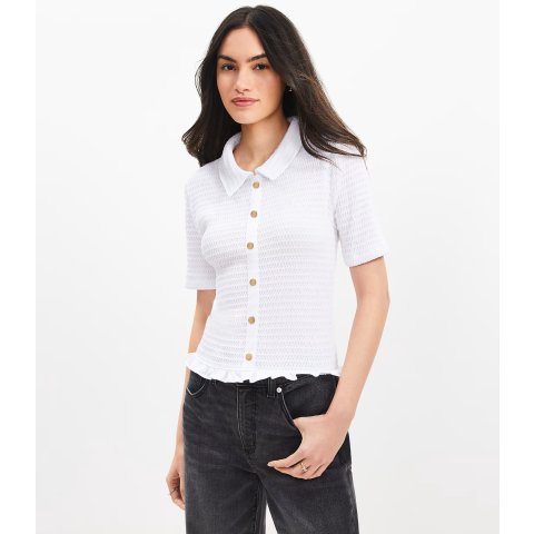 Smocked Ruffle Hem Shirt
