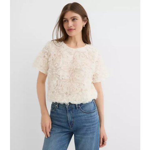 Floral Tulle Bubble Hem Tee