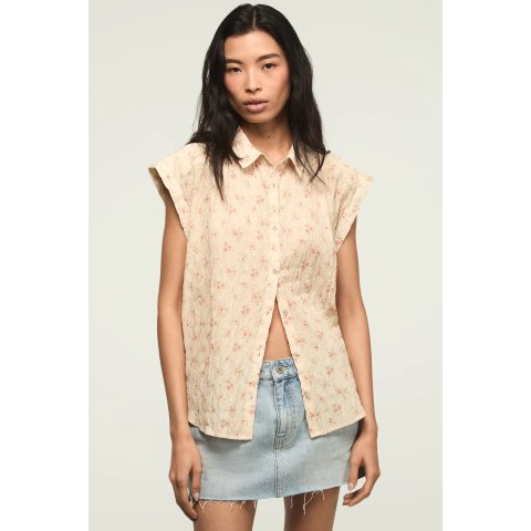 Lucky Brand Banded Sleeve Button Up Shirt