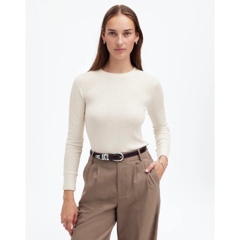 Madewell Madewell Ribbed Crewneck Long-Sleeve Tee