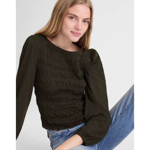 Madewell Madewell Smocked Boatneck Top
