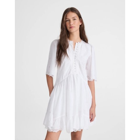 Madewell Cotton Eyelet Flutter Sleeve Dress