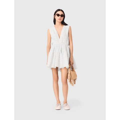 Maje Short Flared Open-Back Dress White Women