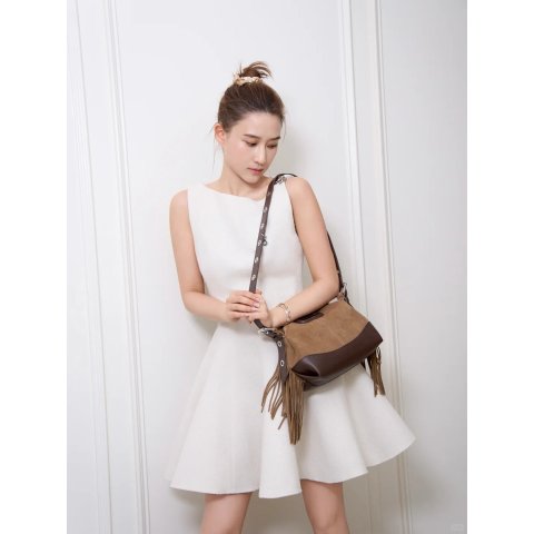 Maje White Tweed Flared Dress for Women