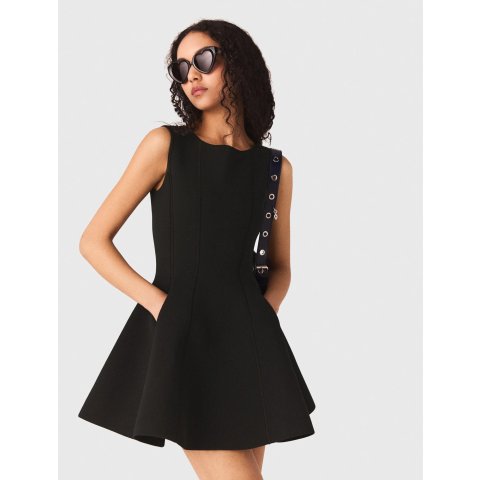 Maje Women's Black Gray Skater Dress Jewelled Bows