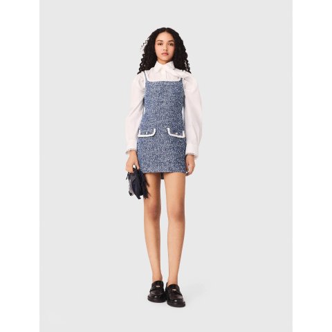 Maje Blue Short Tweed Dress for Women