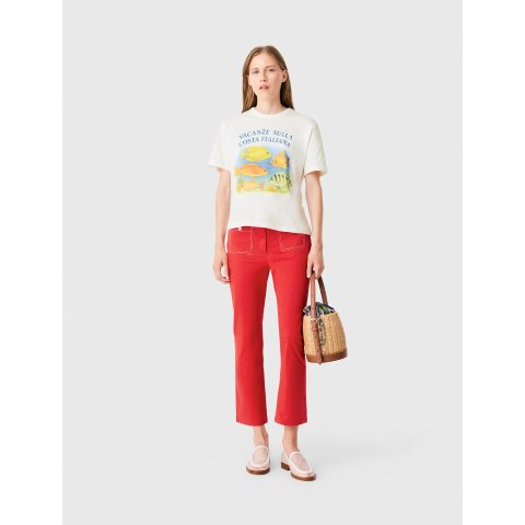 Maje Women's White Fish Print T-Shirt