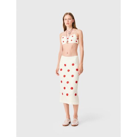 Maje Embroidered Linen Silk Crop Top White