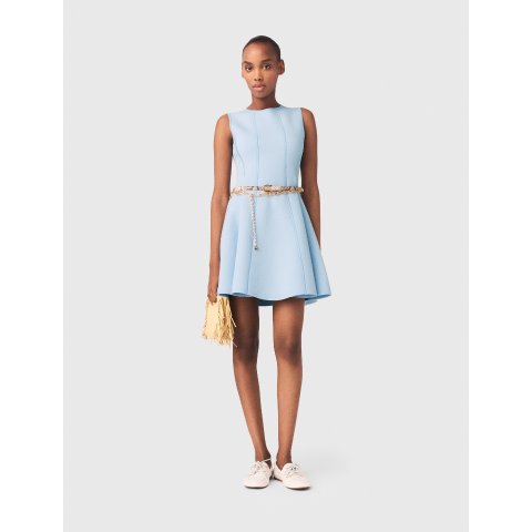 Maje Blue Skater Dress with Jewelled Bows for Women